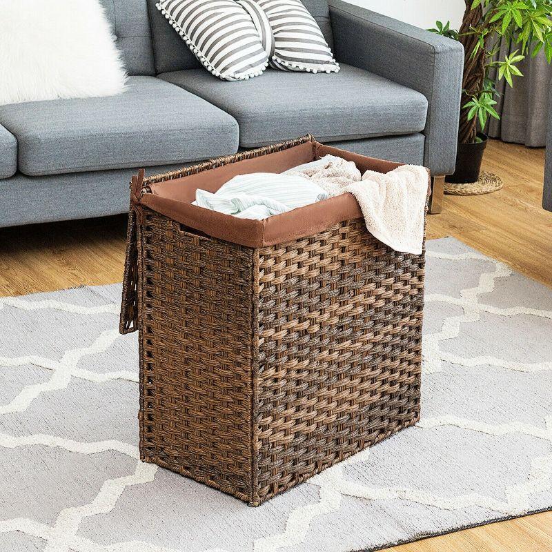 Hand-woven Foldable Rattan Laundry Basket