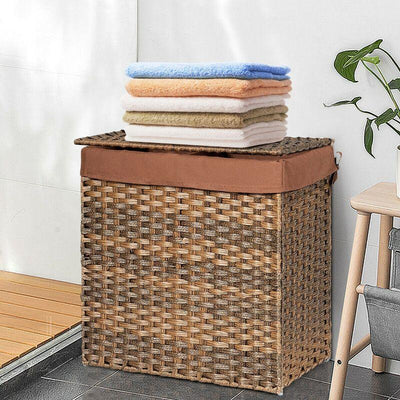 Hand-woven Foldable Rattan Laundry Basket