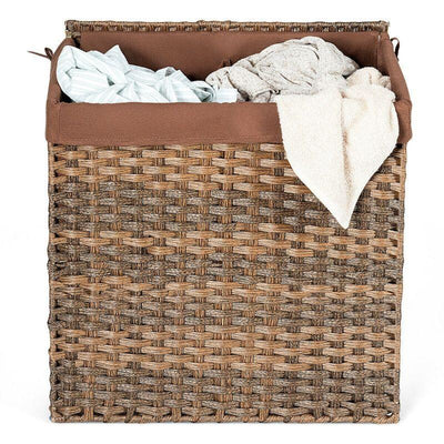 Hand-woven Foldable Rattan Laundry Basket