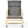 Modern Gray Fabric Upholstered Bentwood Lounge Chair