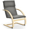 Modern Gray Fabric Upholstered Bentwood Lounge Chair