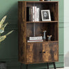 2 Tier Retro Coffee Bookcase Bookshelf with 3 Compartments