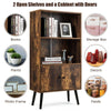 2-Tier Coffee Retro Bookcase Bookshelf with 3 Compartments