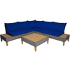 Patio Rattan Furniture Set With Wooden Side Table- 4 Pieces