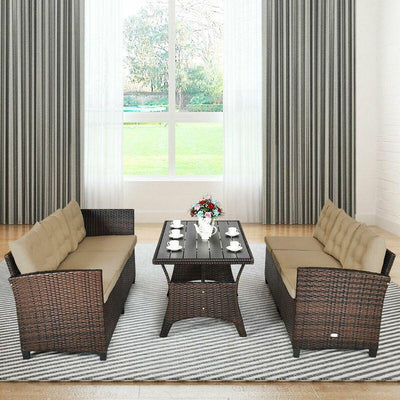 Rattan Patio Dining Furniture Sofa 3 Piece Set