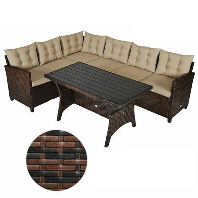 Rattan Patio Dining Furniture Sofa 3 Piece Set