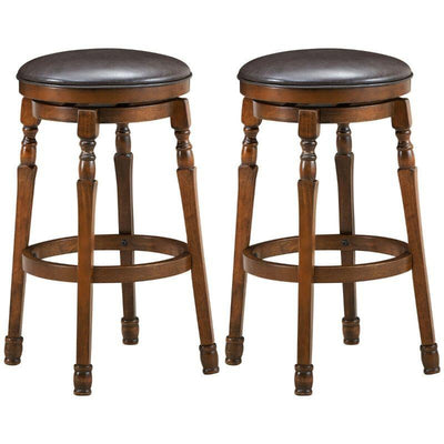 Set of 2 29" Swivel Leather Padded Dining Bar Stools