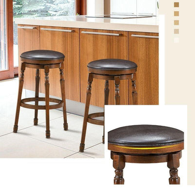 Set of 2 29" Swivel Leather Padded Dining Bar Stools