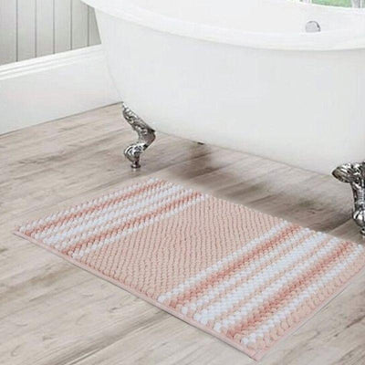 Ultra-Soft Plush Two-Tone Bubble Chenille Anti-Slip Bath Mat - 17" W x 24" L