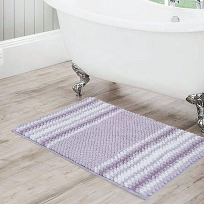 Ultra-Soft Plush Two-Tone Bubble Chenille Anti-Slip Bath Mat - 17" W x 24" L