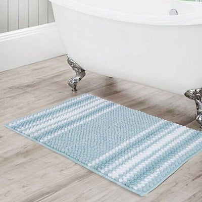 Ultra-Soft Plush Two-Tone Bubble Chenille Anti-Slip Bath Mat - 17" W x 24" L