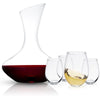 Lancia 40oz Wine Decanter Plus 4 Stemless Wine and Spirits Glasses or 4 Layla Red Wine Glasses