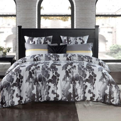 Kara Floral 300TC 100% Cotton Duvet Cover and Pillow Shams Set - Queen/King