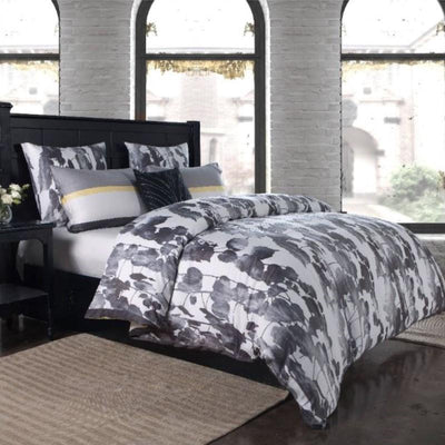 Kara Floral 300TC 100% Cotton Duvet Cover and Pillow Shams Set - Queen/King