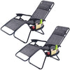 Folding Outdoor Patio Zero Gravity Lounge Chairs with Cup Holders - 2 Pieces