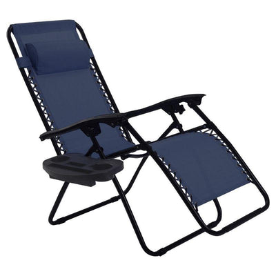 Folding Outdoor Patio Zero Gravity Lounge Chairs with Cup Holders - 2 Pieces