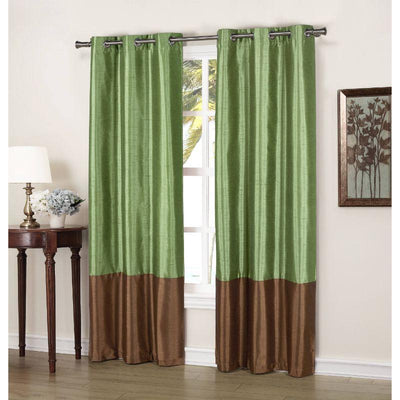 Faux Silk Thermal Two Toned Blackout Grommet Window Curtain Panels  37"x84" -  Set of 2